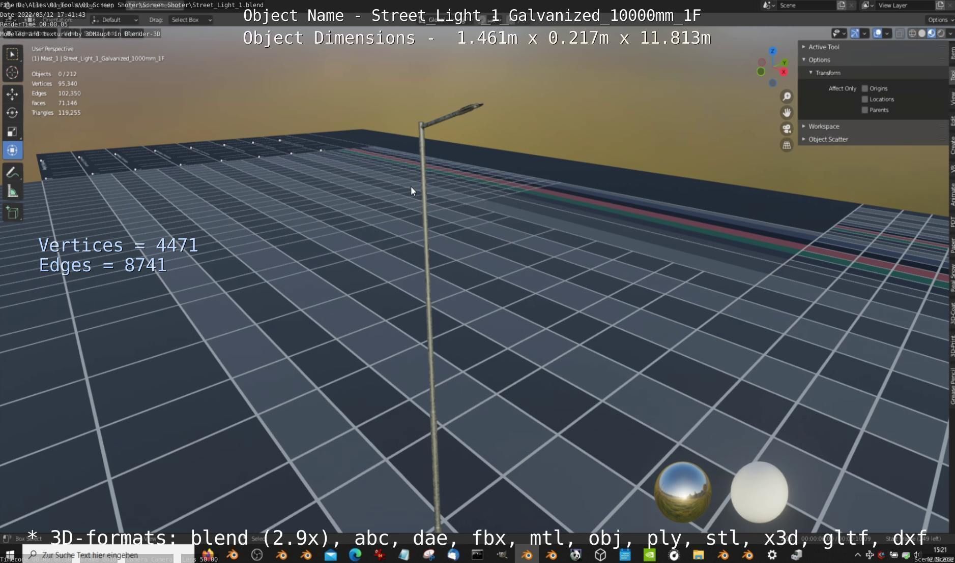 Street Light 1 Galvanized 10000mm 1F Low-poly 3D model_13