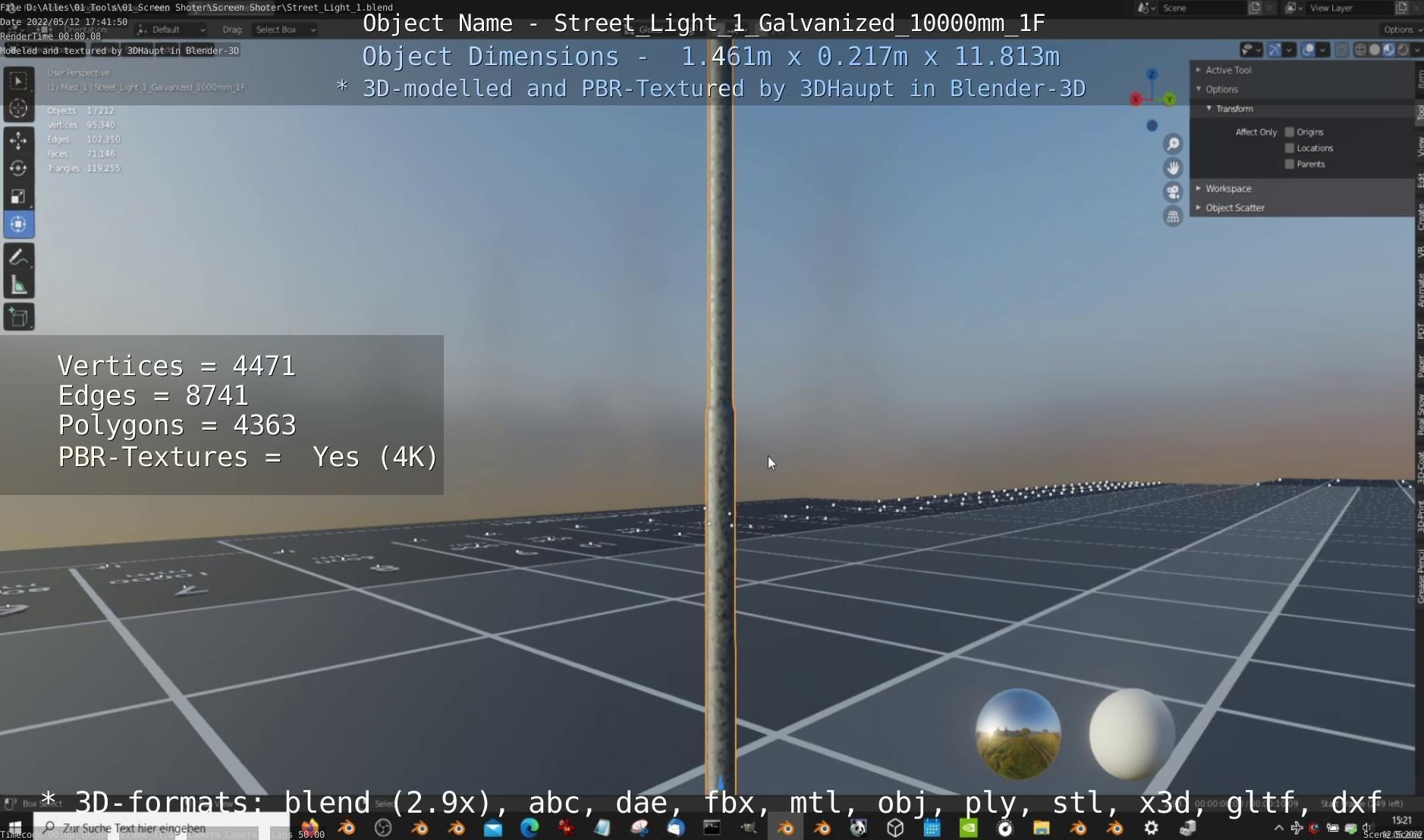 Street Light 1 Galvanized 10000mm 1F Low-poly 3D model_10