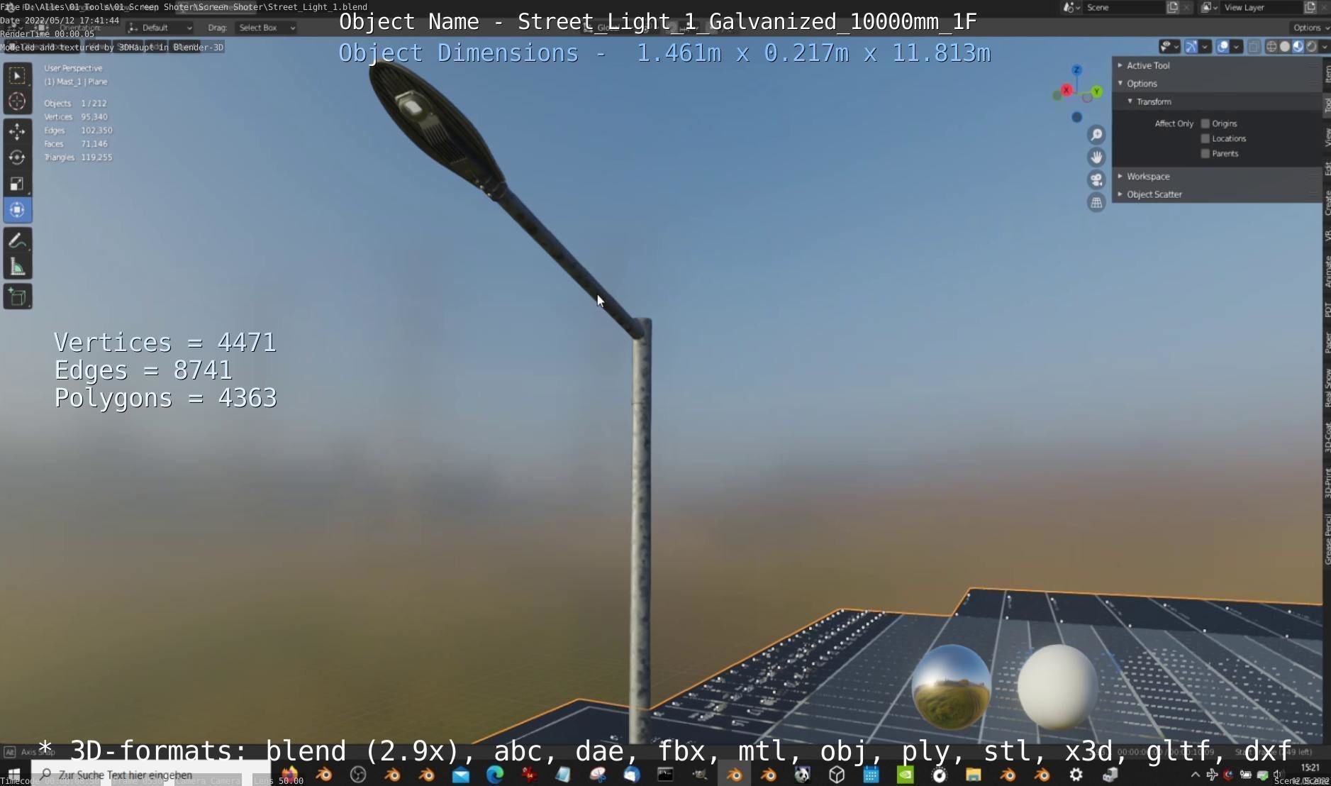 Street Light 1 Galvanized 10000mm 1F Low-poly 3D model_14