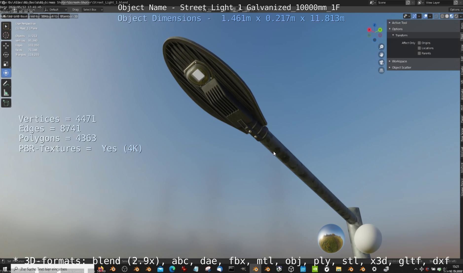 Street Light 1 Galvanized 10000mm 1F Low-poly 3D model_5
