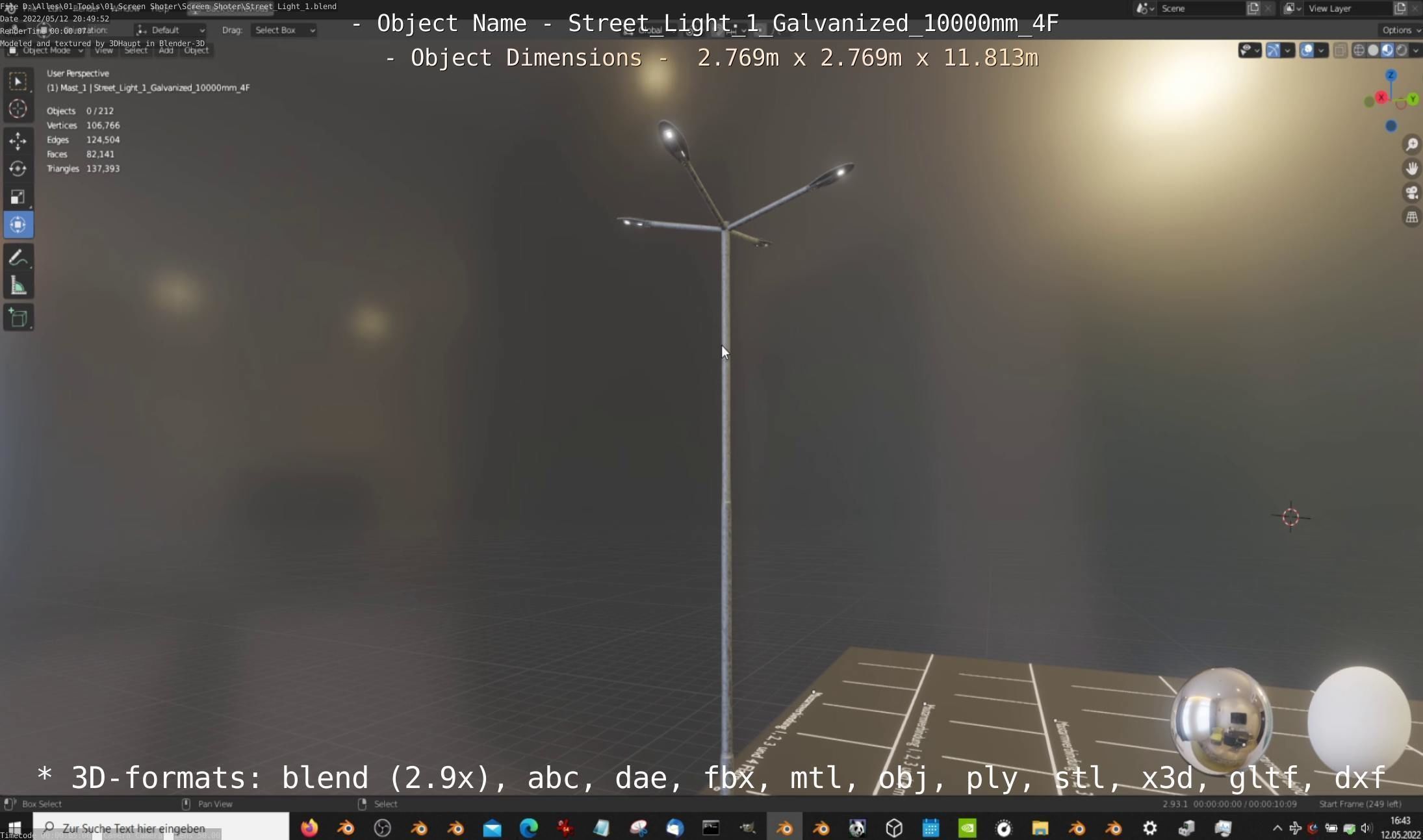 Street Light 1 Galvanized 10000mm 4F Low-poly 3D model_2