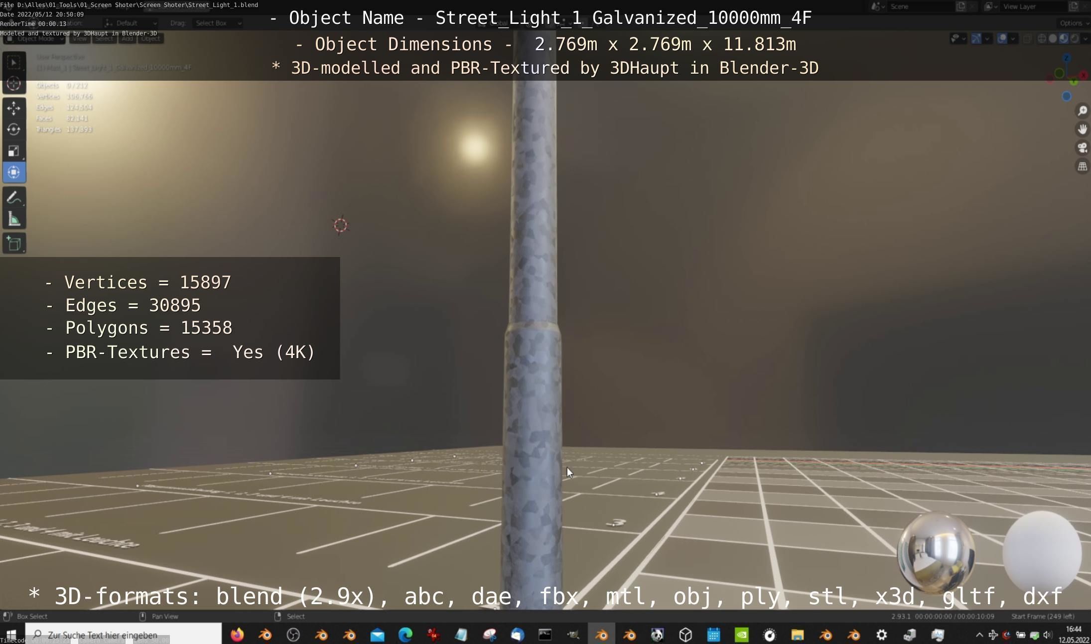 Street Light 1 Galvanized 10000mm 4F Low-poly 3D model_23