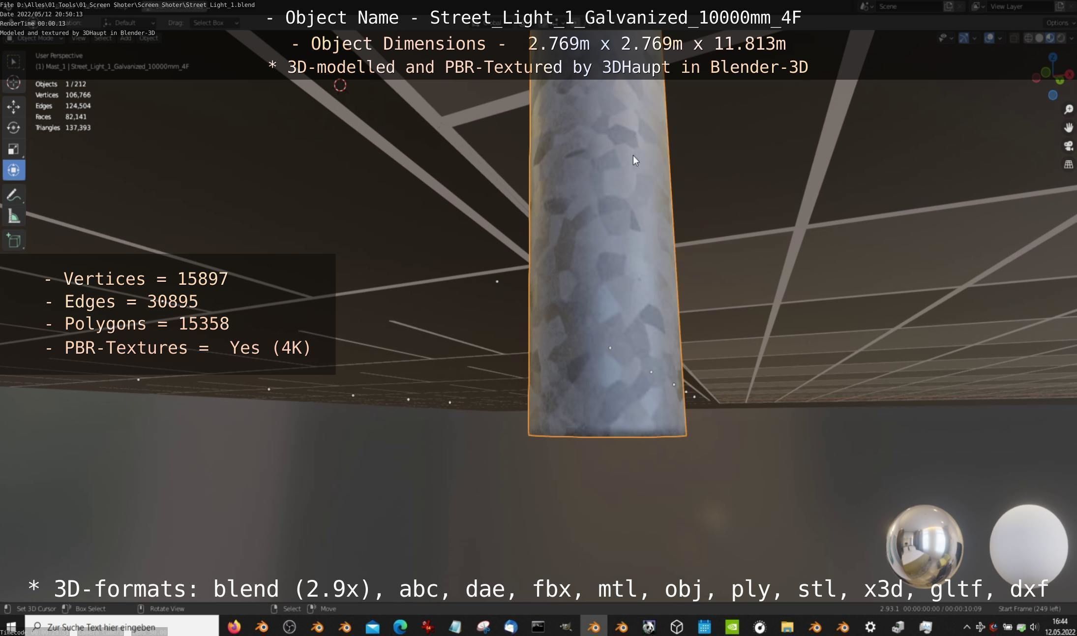 Street Light 1 Galvanized 10000mm 4F Low-poly 3D model_26