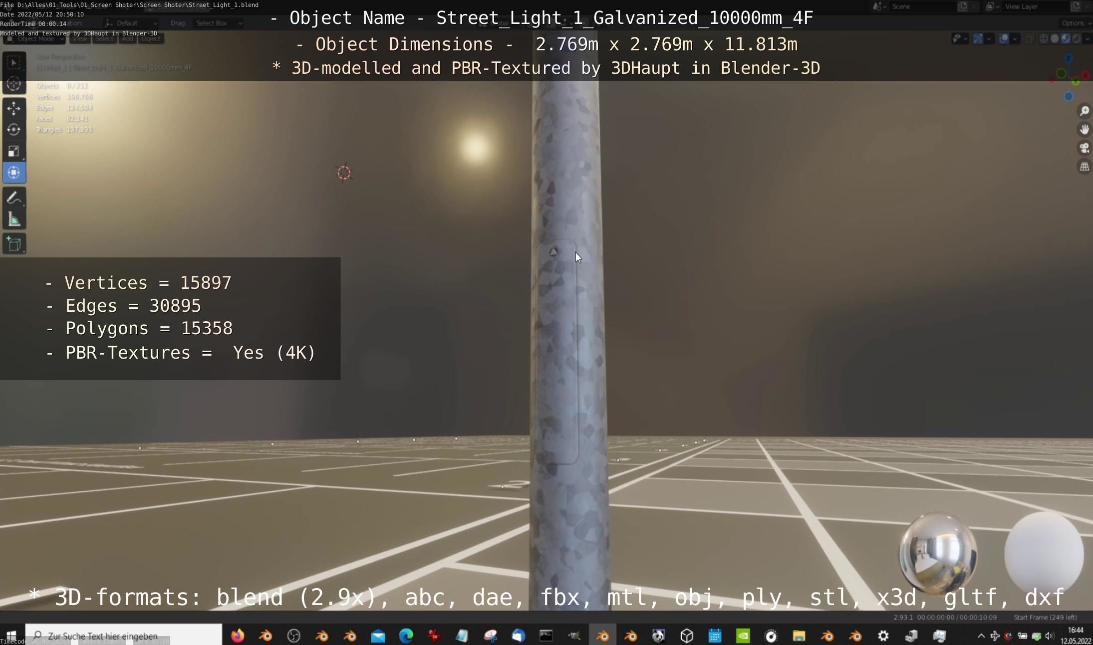 Street Light 1 Galvanized 10000mm 4F Low-poly 3D model_24