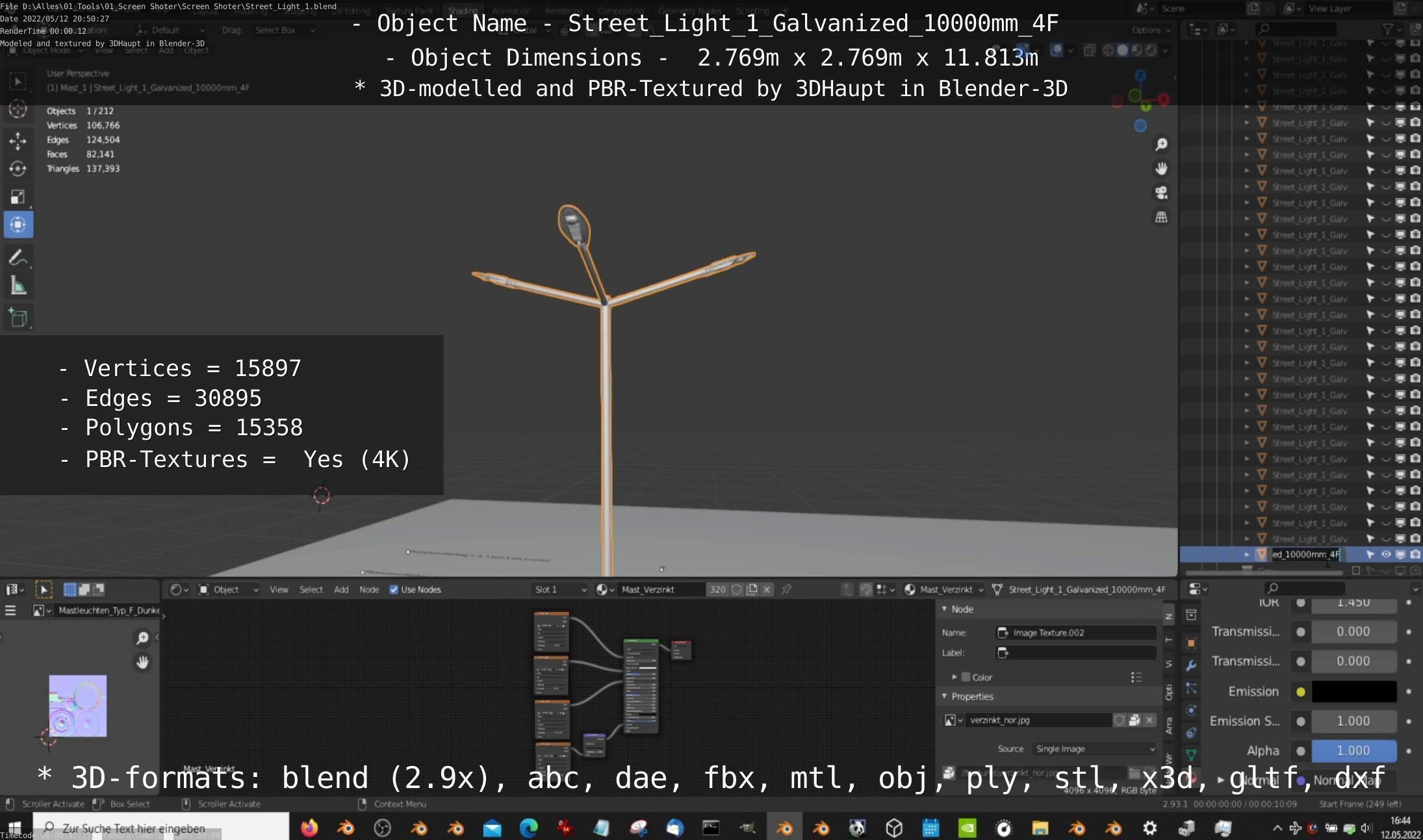 Street Light 1 Galvanized 10000mm 4F Low-poly 3D model_31
