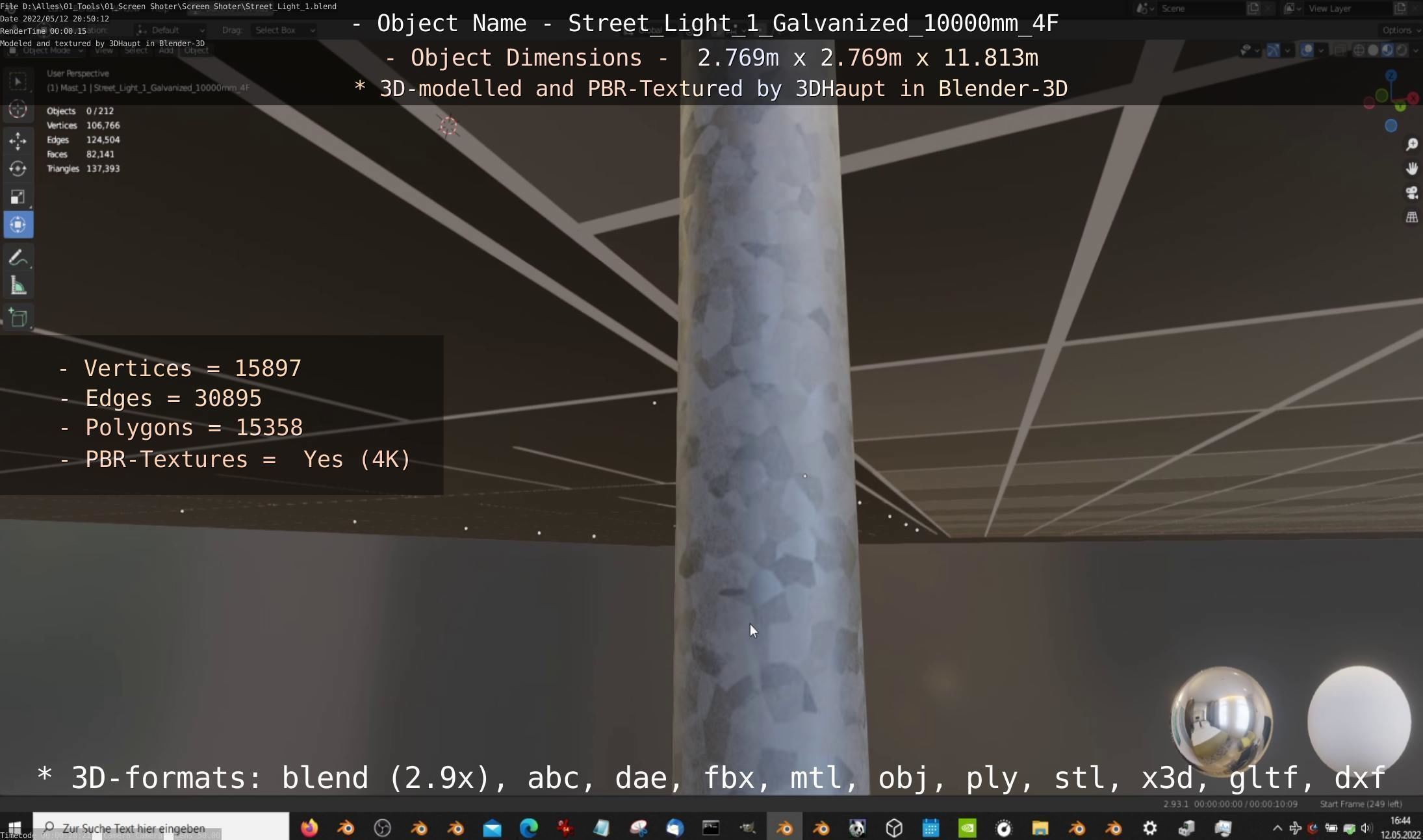 Street Light 1 Galvanized 10000mm 4F Low-poly 3D model_25