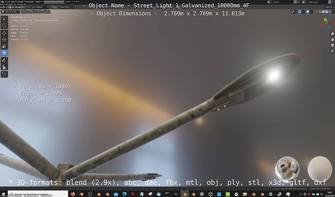 Street Light 1 Galvanized 10000mm 4F Low-poly 3D model