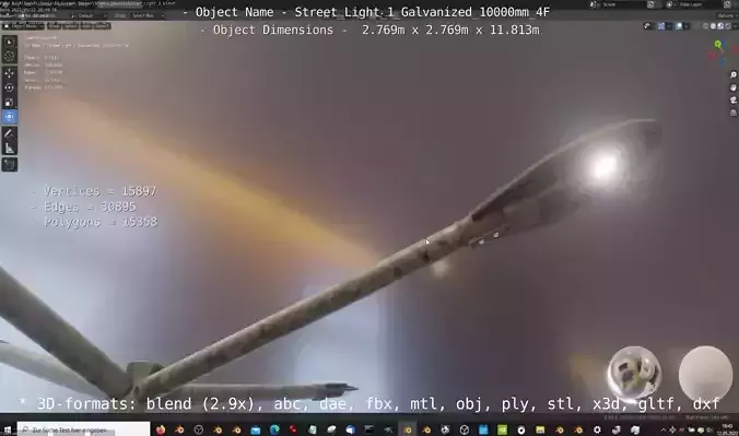 Street Light 1 Galvanized 10000mm 4F Low-poly 3D model