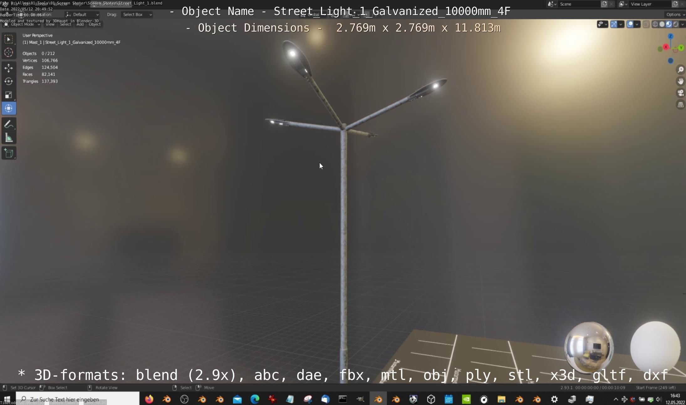 Street Light 1 Galvanized 10000mm 4F Low-poly 3D model_8