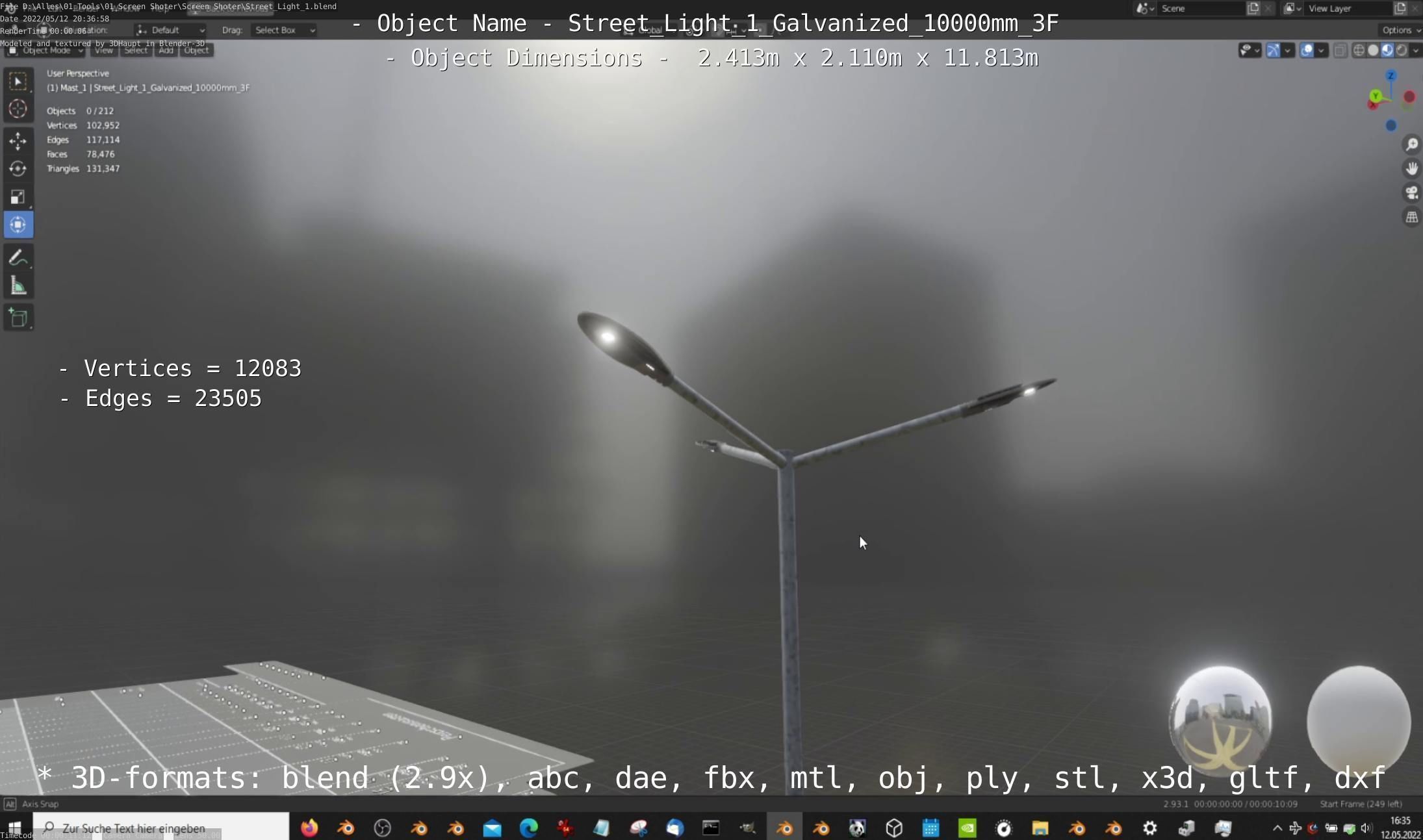 Street Light 1 Galvanized 10000mm 3F Low-poly 3D model_4