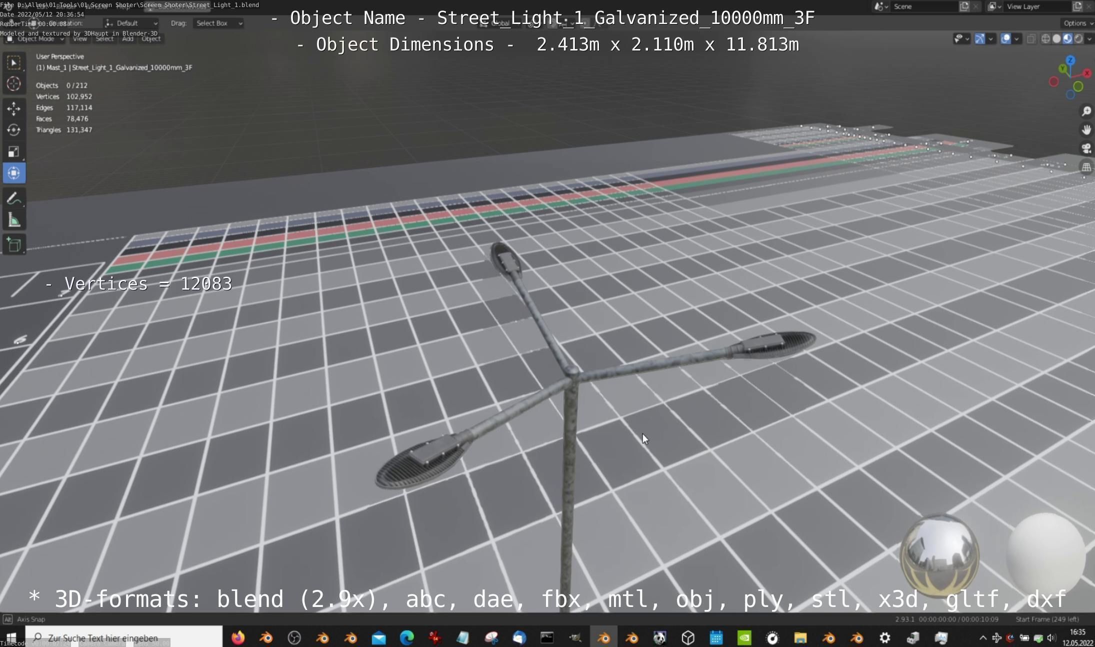 Street Light 1 Galvanized 10000mm 3F Low-poly 3D model_2