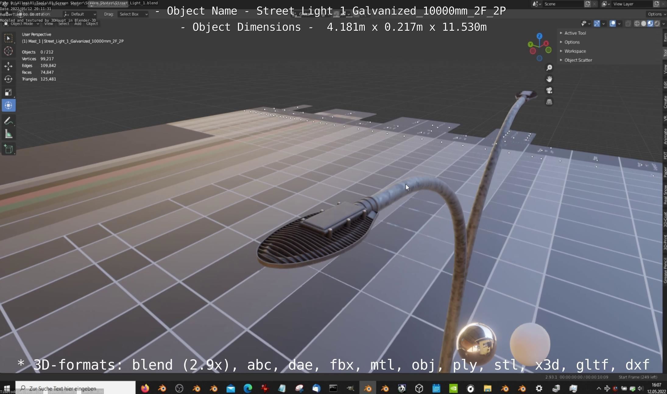 Street Light 1 Galvanized 10000mm 2F 2P Low-poly 3D model_13