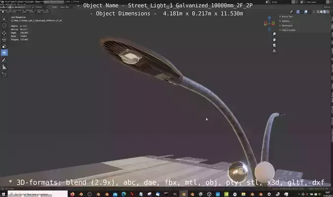 Street Light 1 Galvanized 10000mm 2F 2P Low-poly 3D model