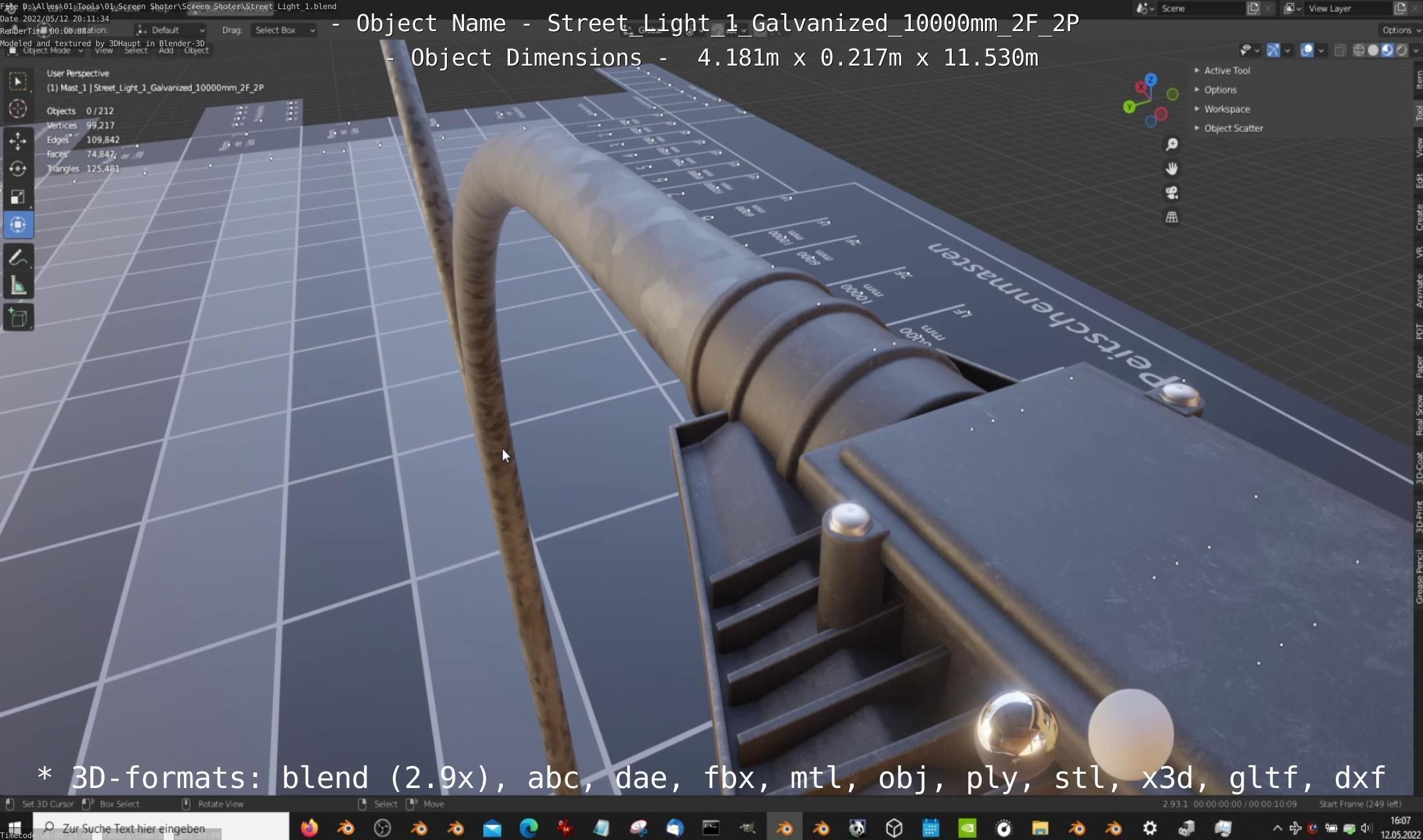 Street Light 1 Galvanized 10000mm 2F 2P Low-poly 3D model_18