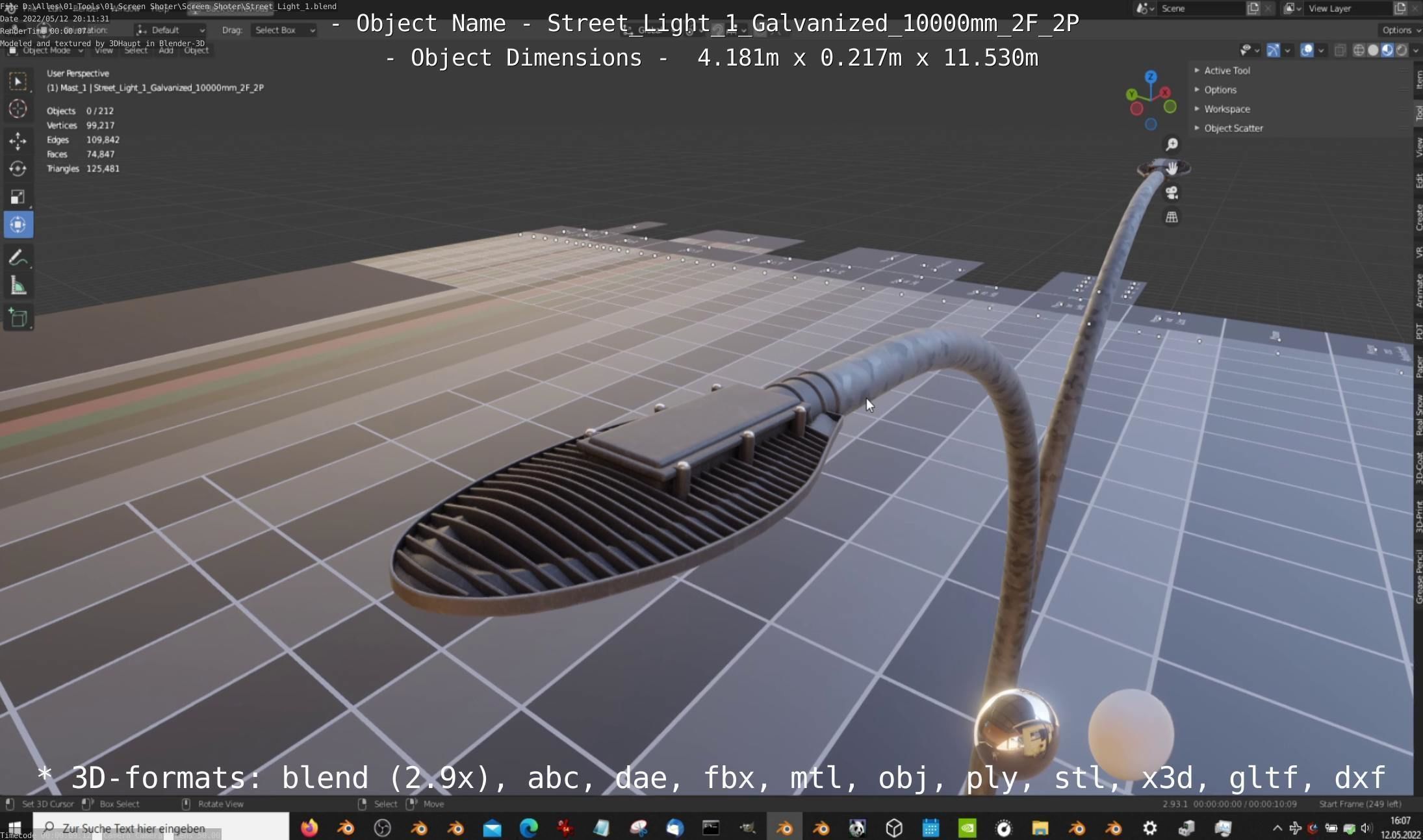 Street Light 1 Galvanized 10000mm 2F 2P Low-poly 3D model_15