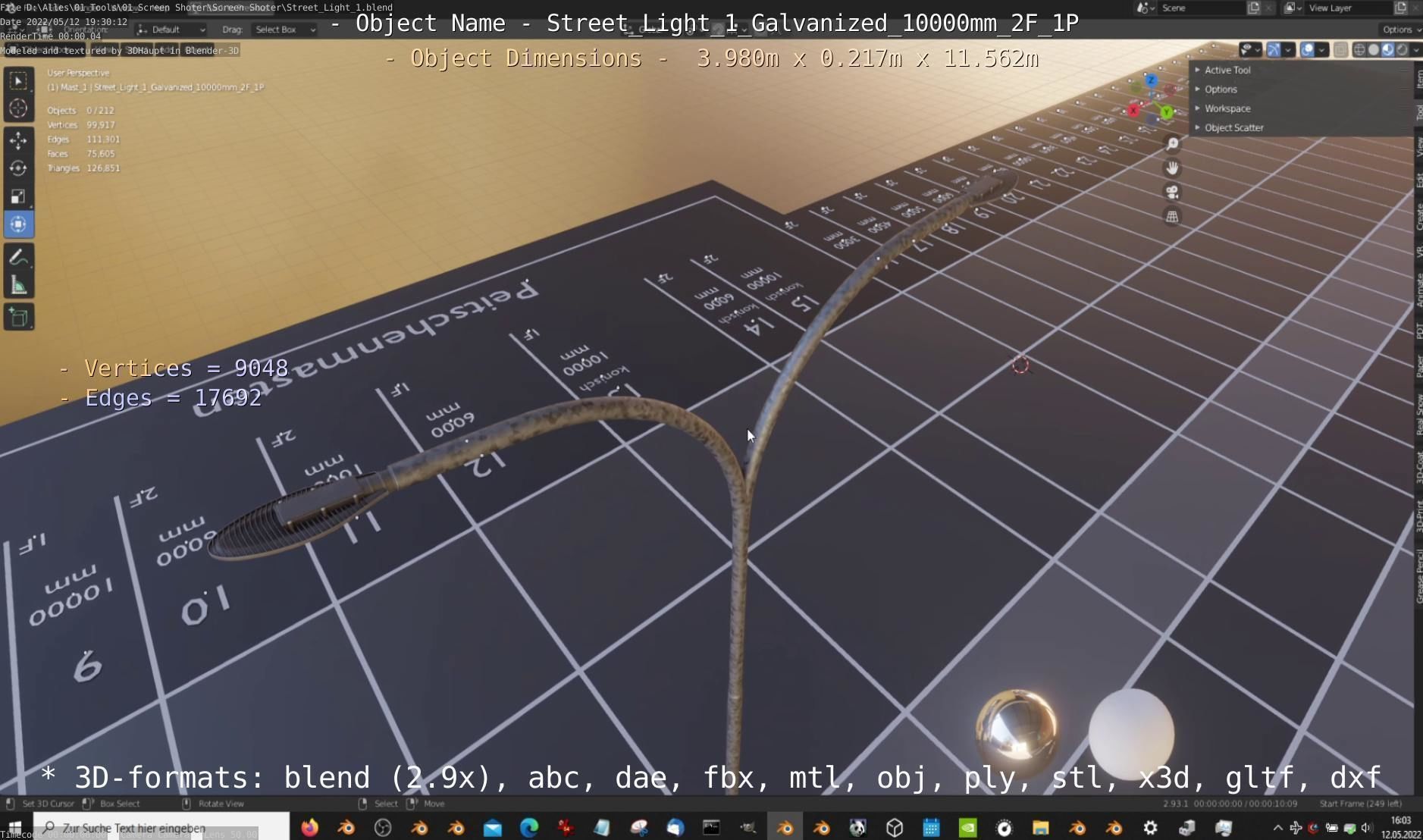 Street Light 1 Galvanized 10000mm 2F 1P Low-poly 3D model_7