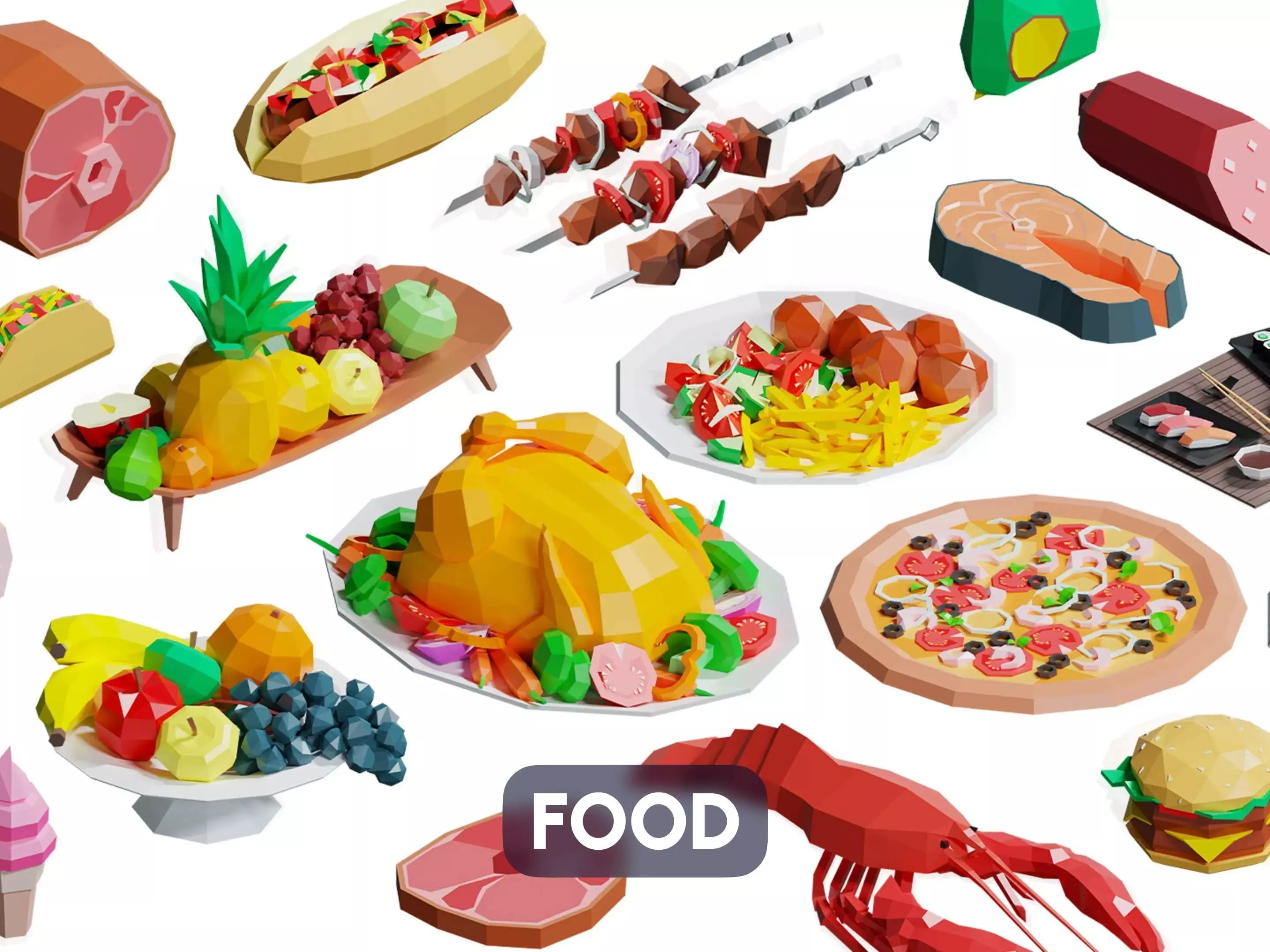 Food Pack Low-poly 3D model_0