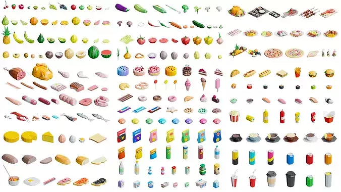 Food Poly Low-poly 3D model 2