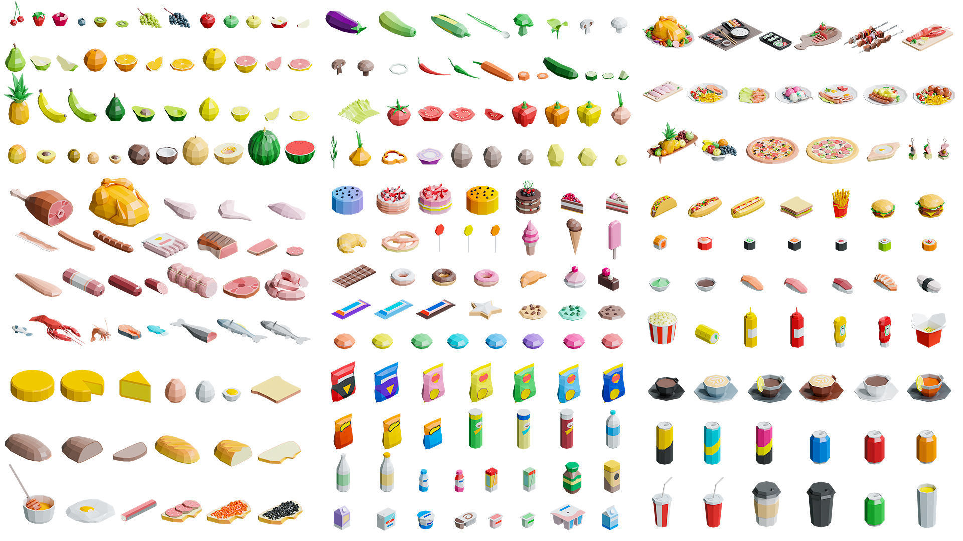 Food Pack Low-poly 3D model_2