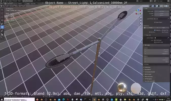 Street Light 1 Galvanized 10000mm 2F Low-poly 3D model