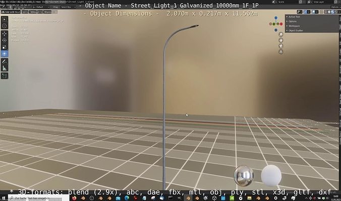 Street Light 1 Galvanized 10000mm 1F 1P Low-poly 3D model