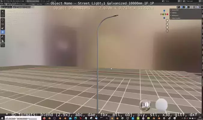Street Light 1 Galvanized 10000mm 1F 1P Low-poly 3D model