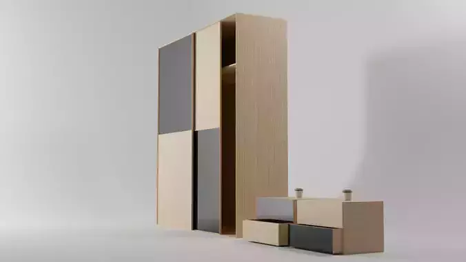 Wardrobe Closet with Mirrors