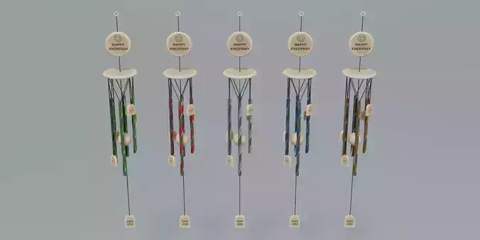 Wind Chime Low-poly 3D model