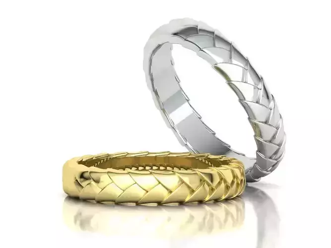 Wedding Ring Basket Weave Band Ring 4mm WIDE 3D print model