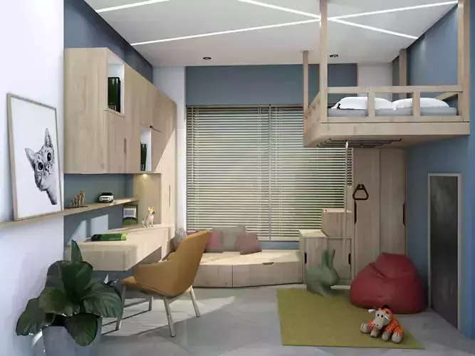 Bedroom Kids Room Children Room 3d Model  Interior Design  3D model