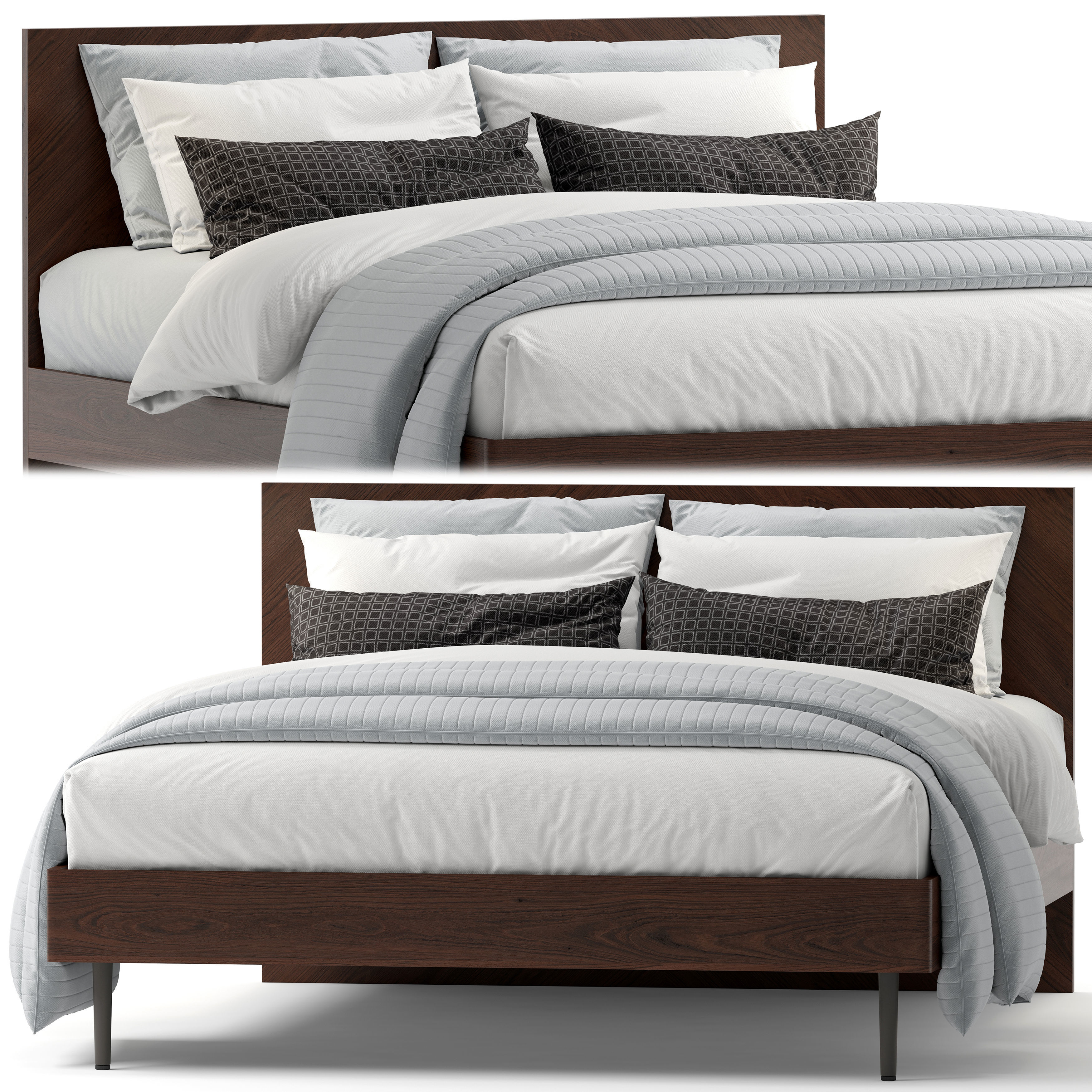 Nera queen bed 3D model_1