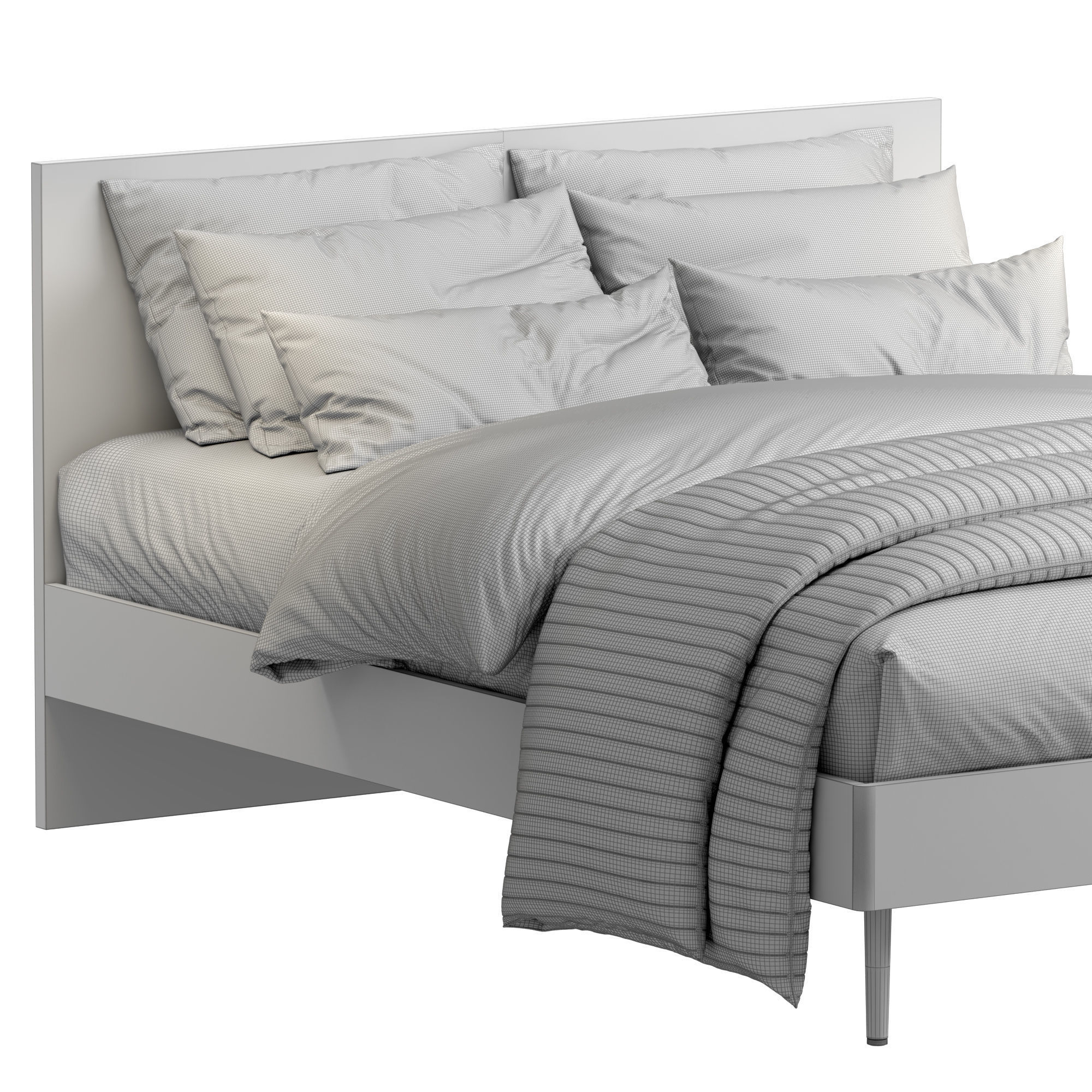 Nera queen bed 3D model_4