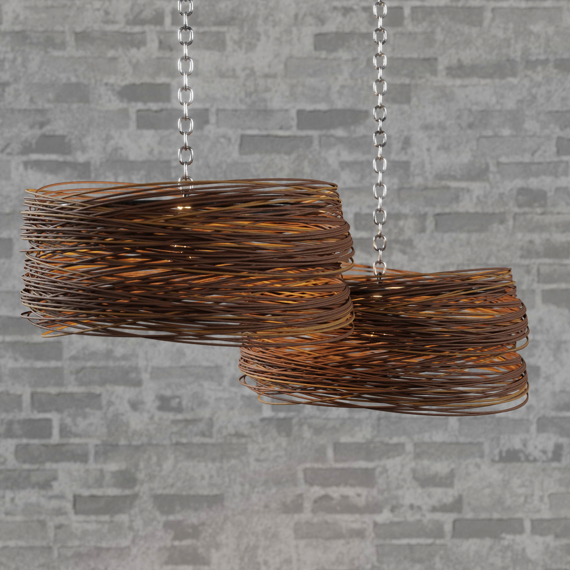 Bamboo Hanging Light Low-poly 3D model_2