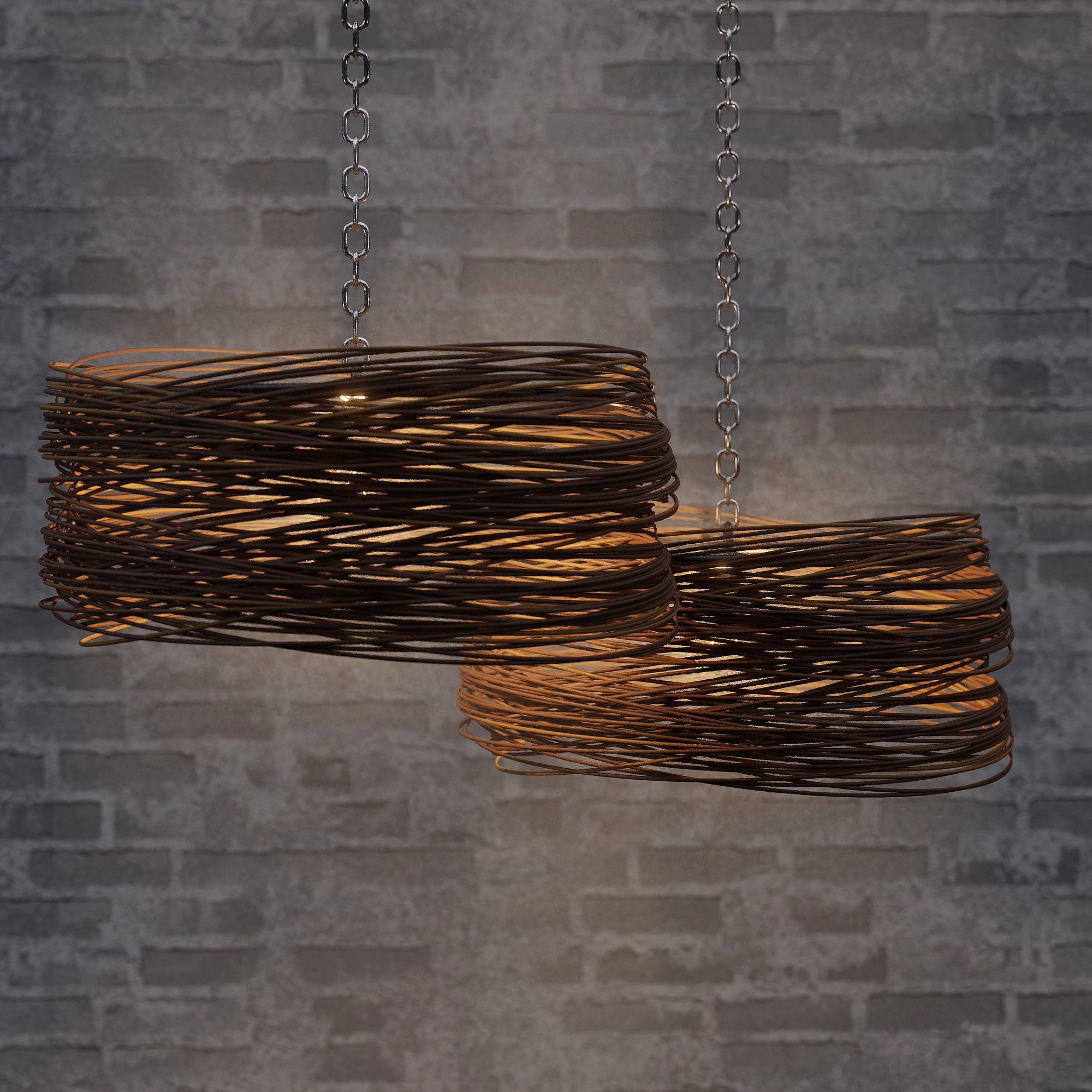 Bamboo Hanging Light Low-poly 3D model_3