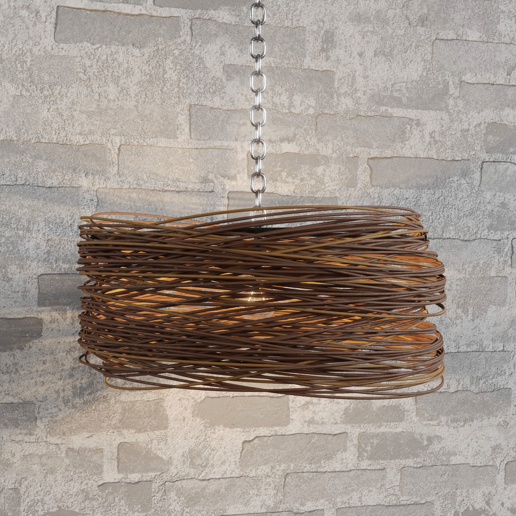 Bamboo Hanging Light Low-poly 3D model_1