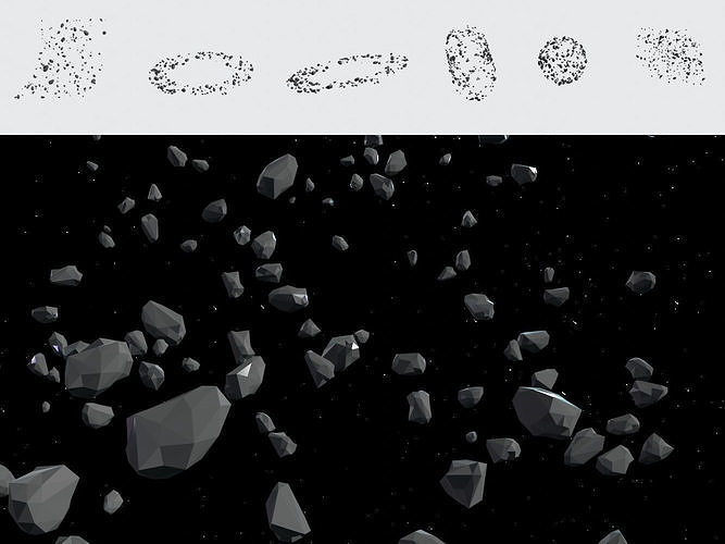 Asteroid fields pack Low-poly 3D model