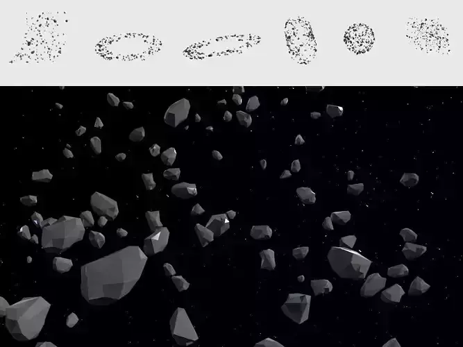 Asteroid fields pack Low-poly 3D model
