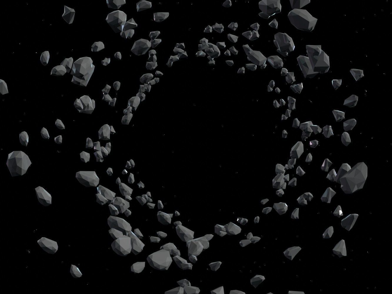Asteroid fields pack Low-poly 3D model_7