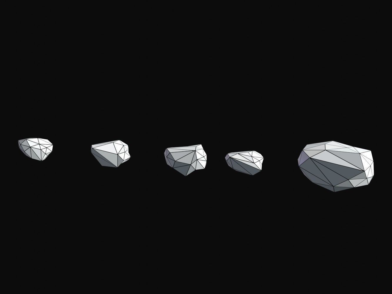 Asteroid fields pack Low-poly 3D model_13