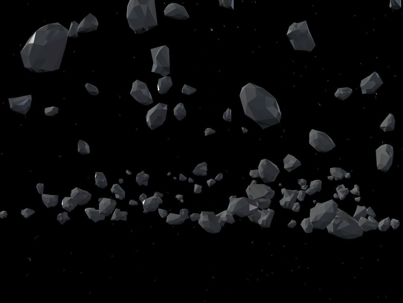 Asteroid fields pack Low-poly 3D model_12