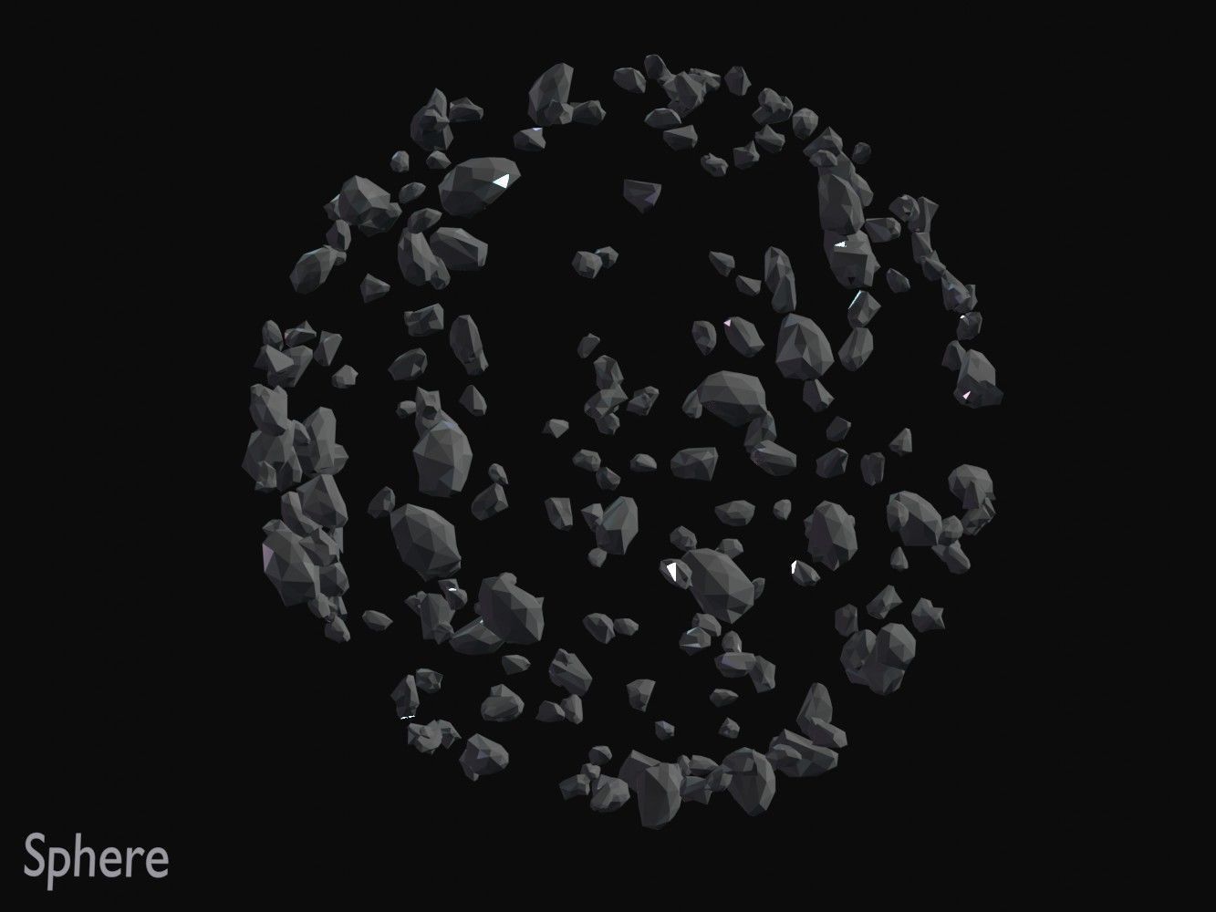 Asteroid fields pack Low-poly 3D model_5