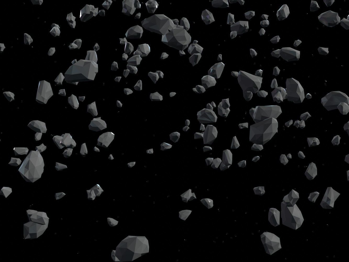 Asteroid fields pack Low-poly 3D model_8
