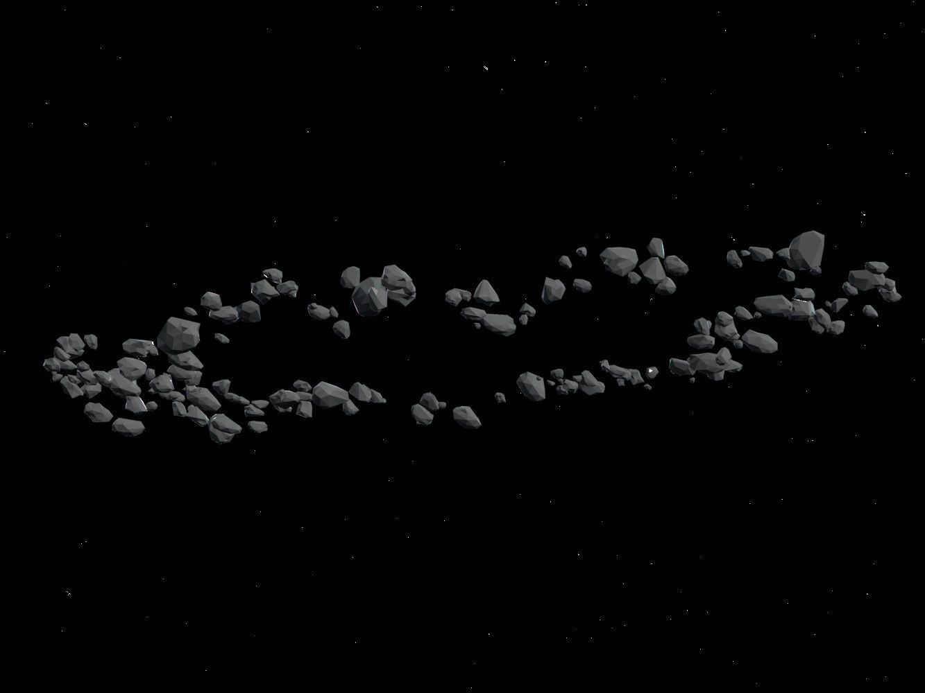 Asteroid fields pack Low-poly 3D model_11