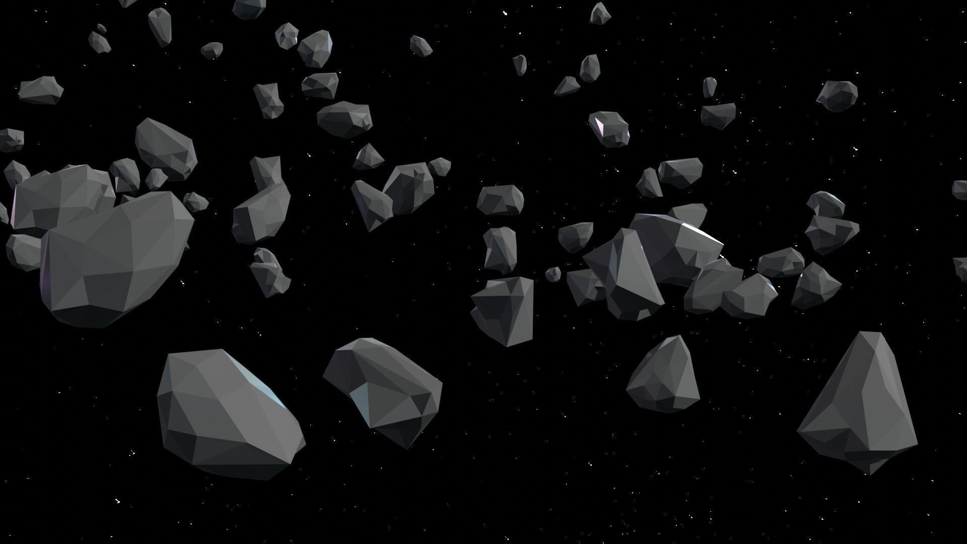 Asteroid fields pack Low-poly 3D model_10
