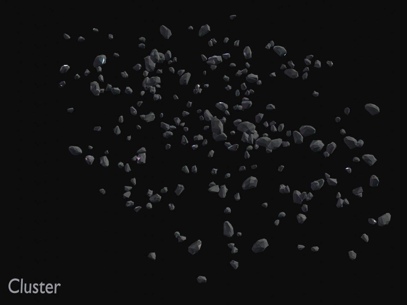 Asteroid fields pack Low-poly 3D model_6