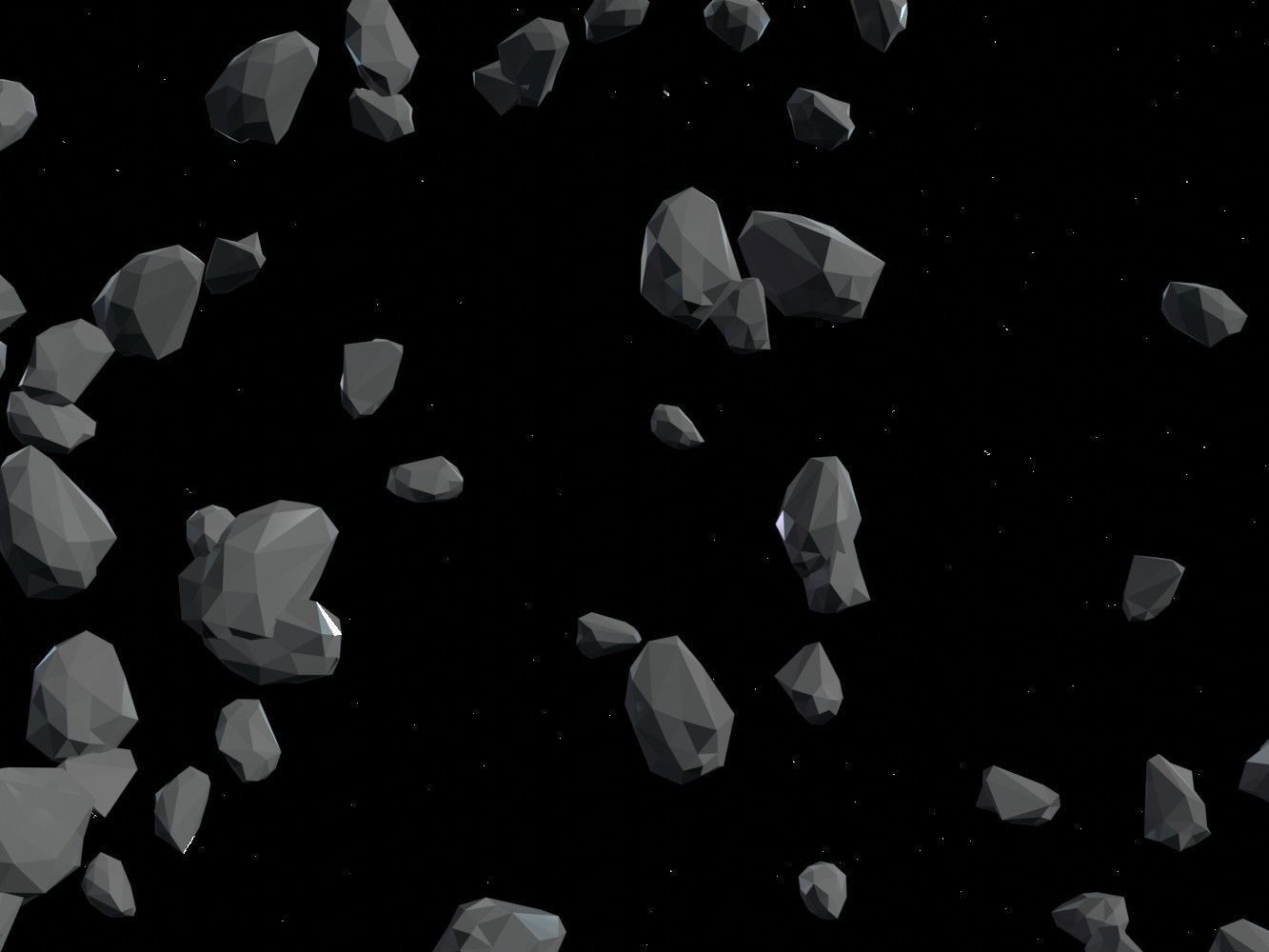 Asteroid fields pack Low-poly 3D model_9