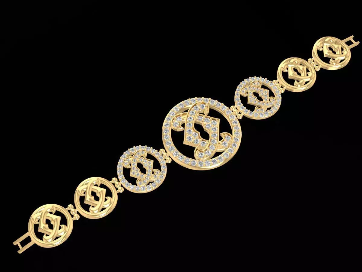 Luxury Round Logo Link Bracelet for Women 3277 3D print model