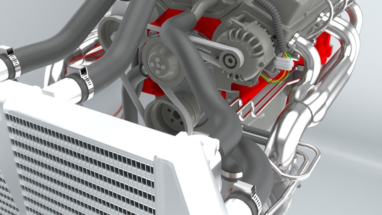 V8 Engine With Transmission 3D model_2