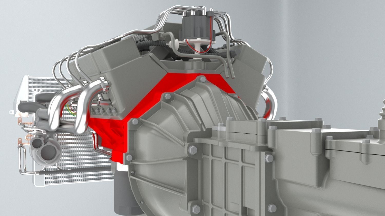 V8 Engine With Transmission 3D model_3