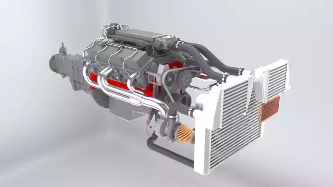 V8 Engine With Transmission 3D model